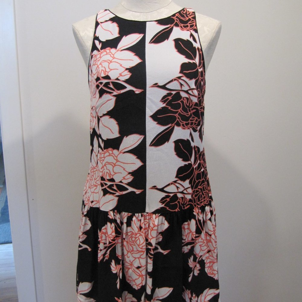 Anthropologie MAEVE Bold Floral Dress in Pink, Black & White, Size 4